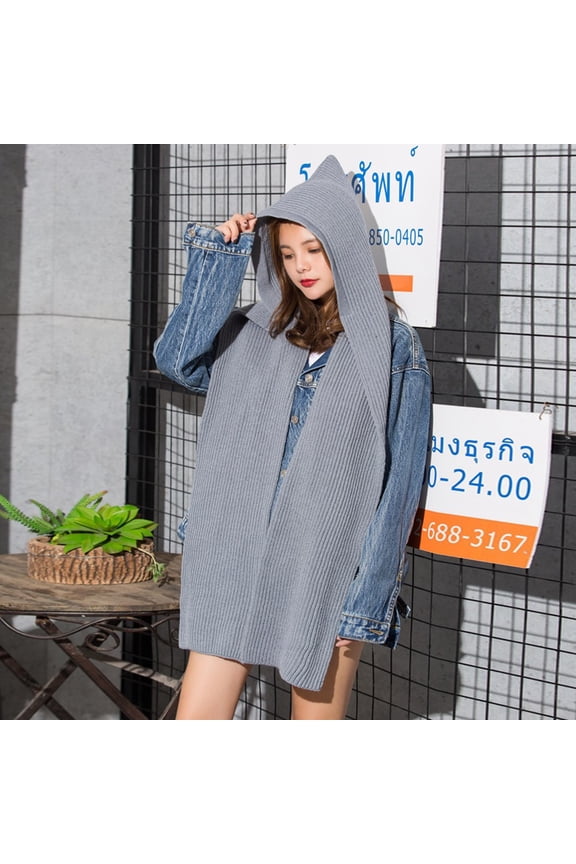 Solid 2 In 1 Knit Hooded Scarf Set Winter Melon Cap Warm Thick Knitted Hat Scarf Set Stretchable Athletic Hats Scarf Set For Women Chick Scarf And Plaid Scarf Scarfs for Hair Oversize Scarves Womens