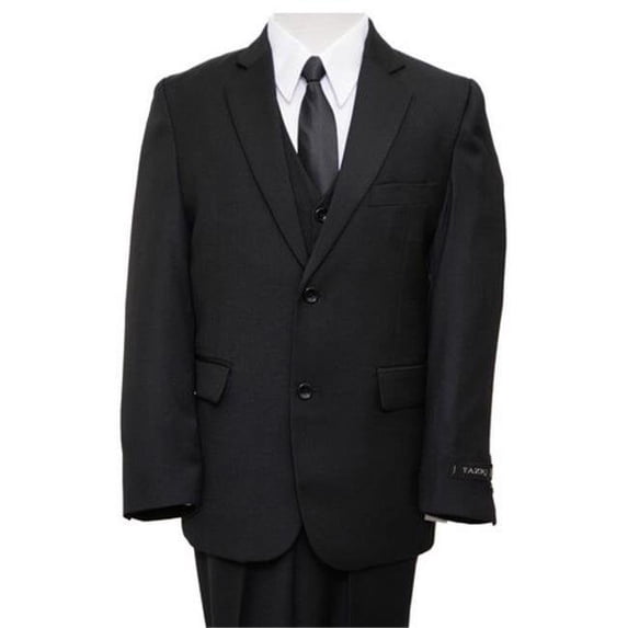 Solid 2 Button Front Closure Interior Pick Stitching Boys Suits Black - 4