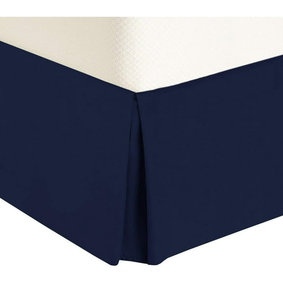 Solid 300 Thread Count, 100-Percent Cotton California King Pleated Tailored with 15-Inch Drop and Split Corners Bed Skirt, Navy