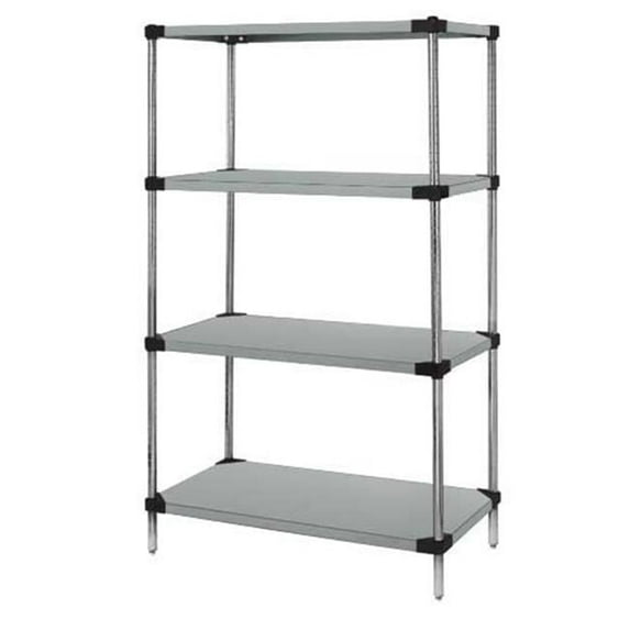 Solid 4 Shelf Starter Units, Stainless Steel - 14 x 72 x 54 in.
