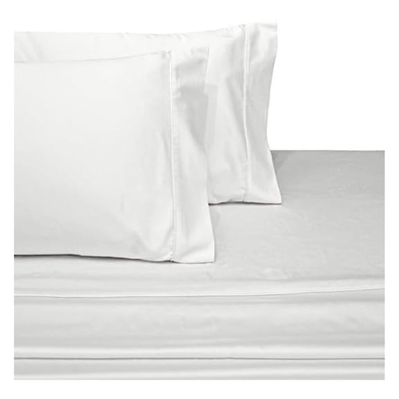 Solid 450-Thread-Count, 100-Percent Cotton Super Single Attached Waterbed Sheets Set, White