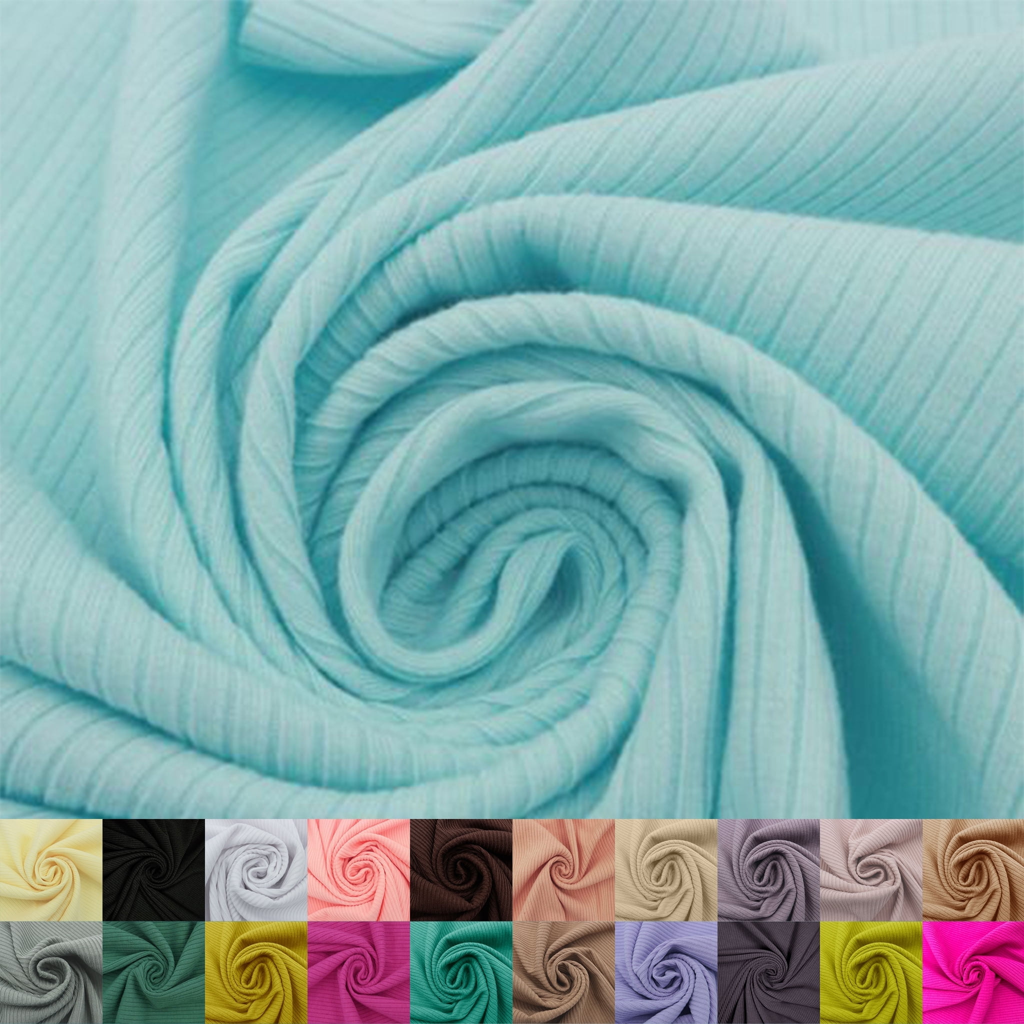 Solid 4x2 Rib Knit Fabric by the Yard – Soft Stretch Material for DIY ...