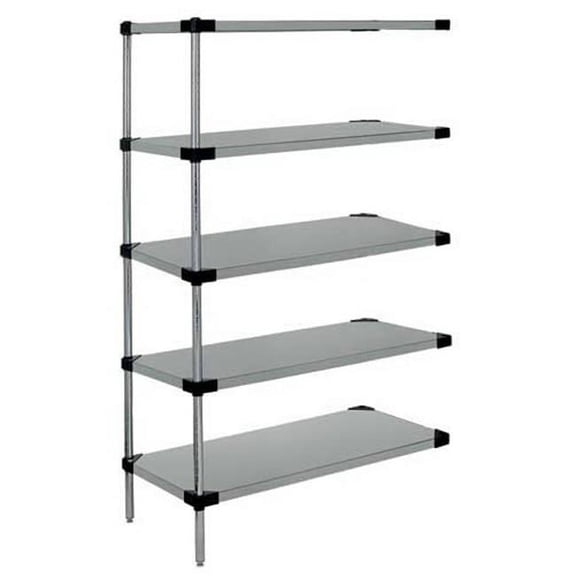 Solid 5-Shelf Add-On Units, Stainless Steel - 14 x 60 x 54 in.