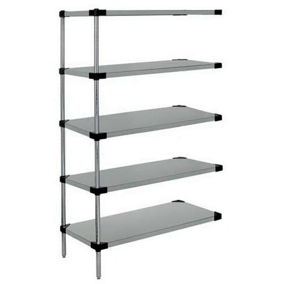 Solid 5-Shelf Add-On Units, Stainless Steel - 14 x 42 x 54 in.