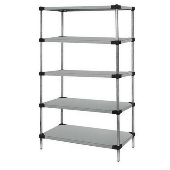 Solid 5-Shelf Starter Units - Stainless Steel, 21 x 24 x 74 in.