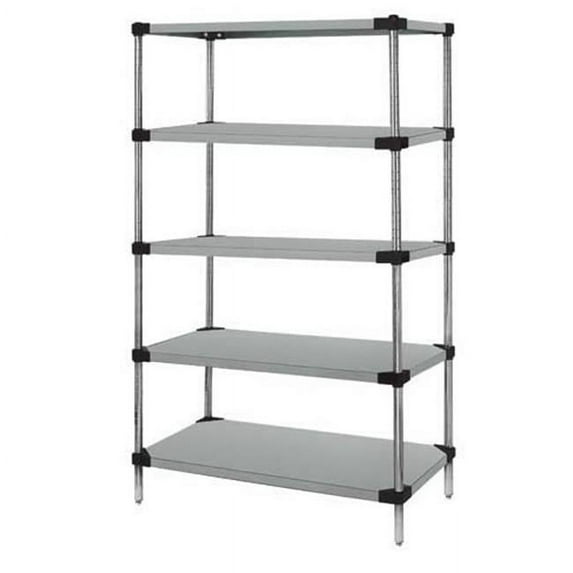 Solid 5-Shelf Starter Units - Stainless Steel, 21 x 48 x 63 in.