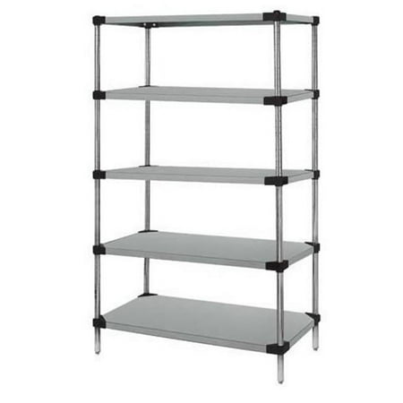 Solid 5-Shelf Starter Units - Stainless Steel, 21 x 60 x 86 in.
