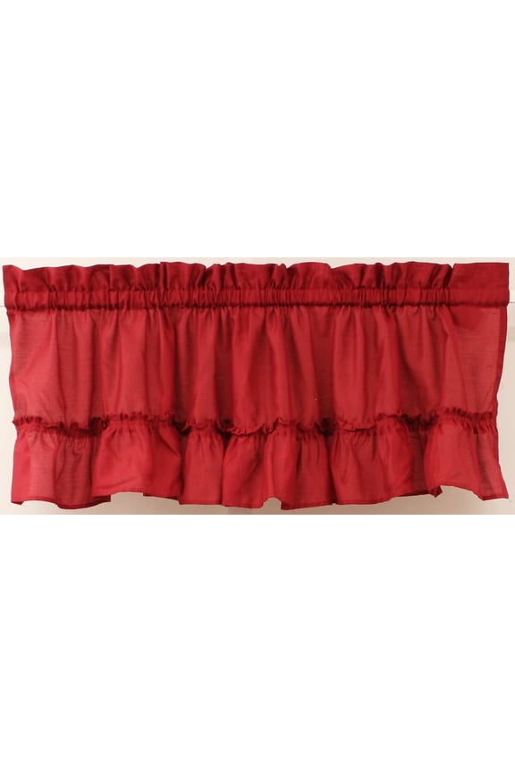 Solid 54Wx13L Ruffled Valance Red