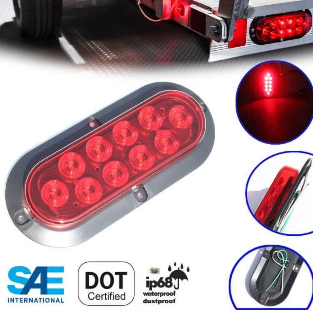 LED Light Oval Red - Brake Stop Turn Tail Marker - Walmart.com