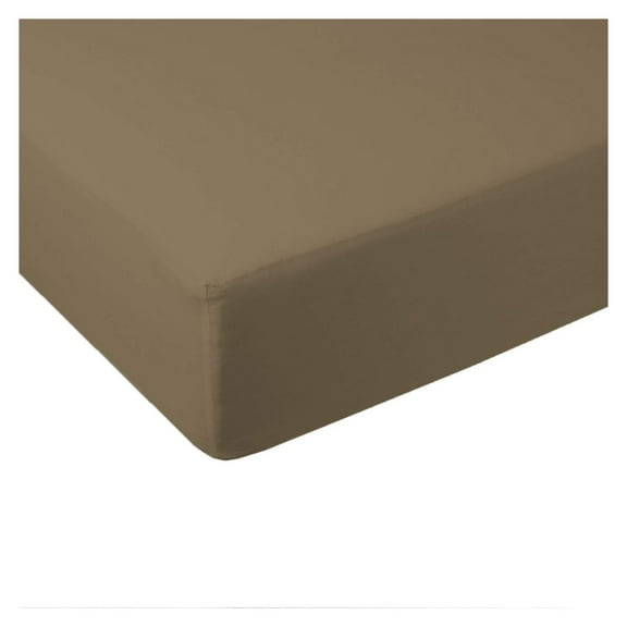 Solid 600-Thread-Count, Viscose from Bamboo Full Double Size Fitted Sheet, Taupe