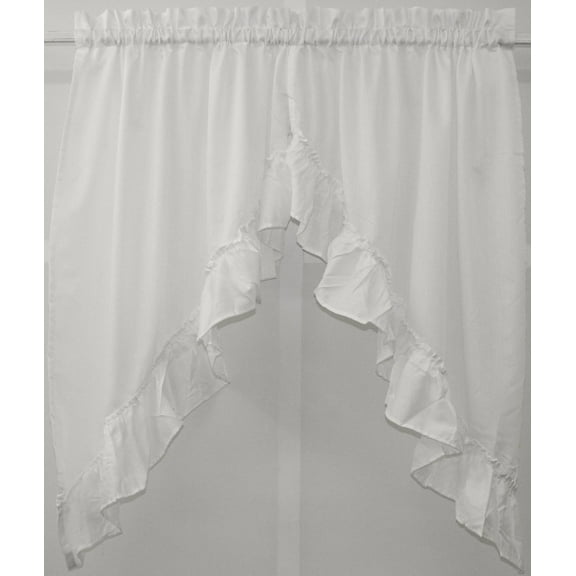 Solid 60Wx38L Ruffled Swag Pair White
