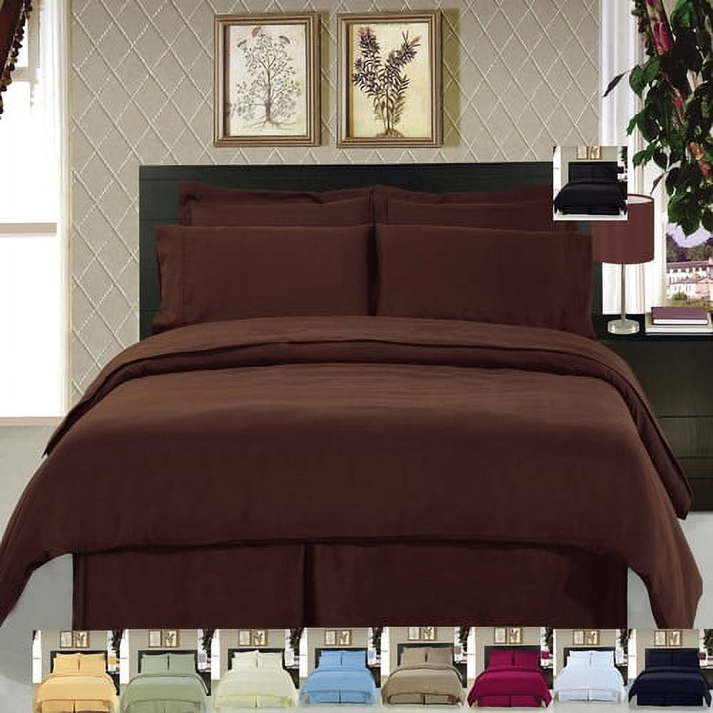 Solid 8-Piece Bedding Set Super Soft Microfiber Sheets+Duvet+Alternative