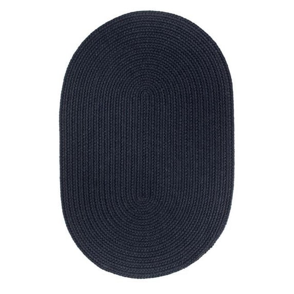 Solid 8' Round Wool Rug Navy