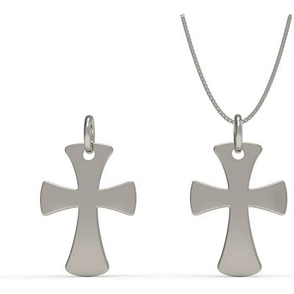Solid 925 Silver Celtic Cross Charm Necklace - 16in to 18in adjustable Italy Box Chain - Nature Believe Love Necklace