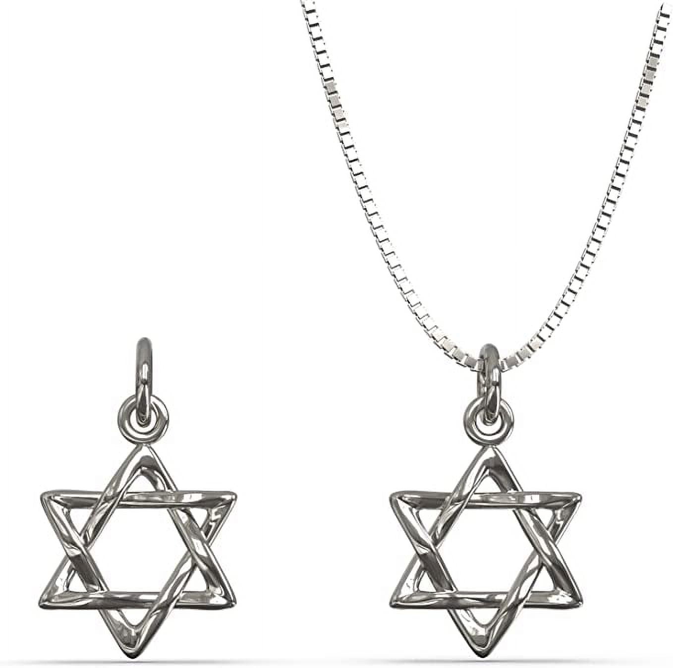 Solid 925 Silver Star of David Charm Necklace 16in to 18in