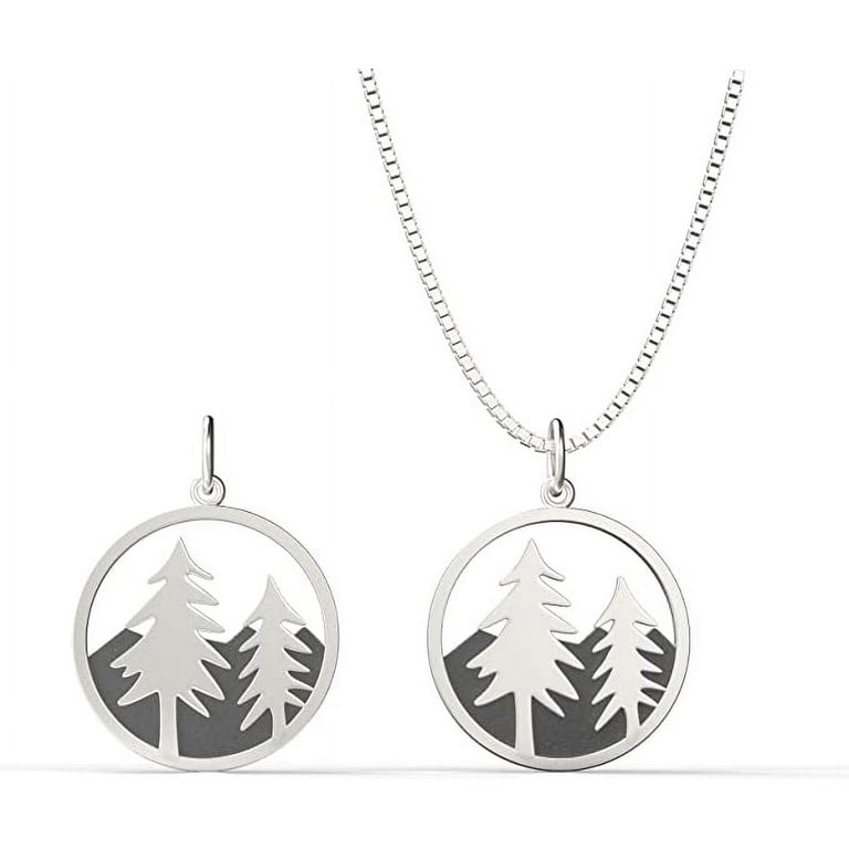 Mountain Range Necklace Rhodium on Sterling Silver Adjustable
