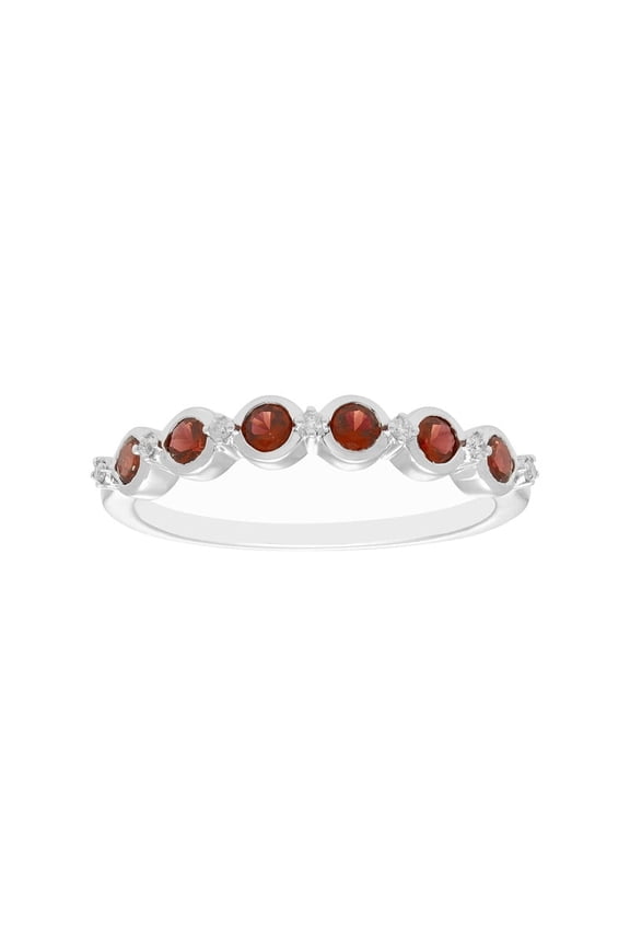 Solid 925 Sterling Silver 0.70 Ctw Garnet Gemstone Half Eternity Bezel Setting Stacking Ring, Women Wedding Engagement Ring_8