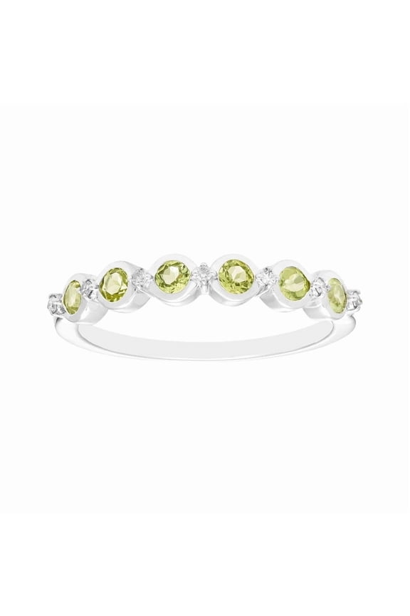 Solid 925 Sterling Silver 0.70 Ctw Peridot Gemstone Half Eternity Bezel Setting Stacking Ring, Women Wedding Engagement Ring_7
