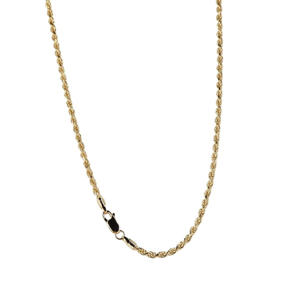 Solid 925 Sterling Silver 14K Gold Plated 26 inch 2.8MM Diamond Cut Rope Chain Necklace Italy Men & Women MST Suitable All Ages