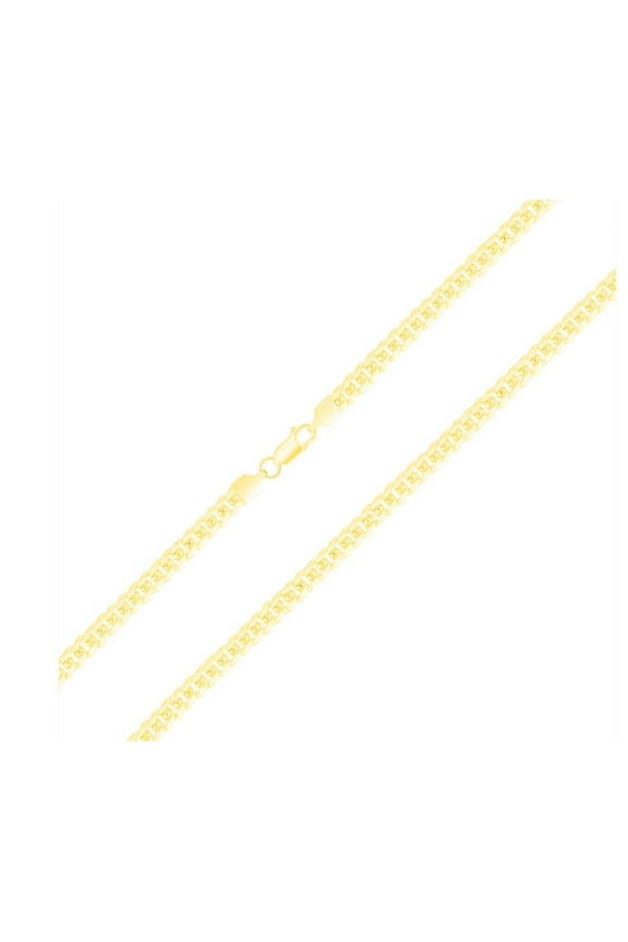 Solid 925 Sterling Silver 22 2mm 14K Gold Plated Miami Cuban Link Chain Necklace Italy for Men & Women, All Ages MST