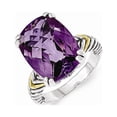 thumbnail image 1 of Solid 925 Sterling Silver 14k Yellow Gold Amethyst Purple February Gemstone Engagement Ring Size 8.5, 1 of 4