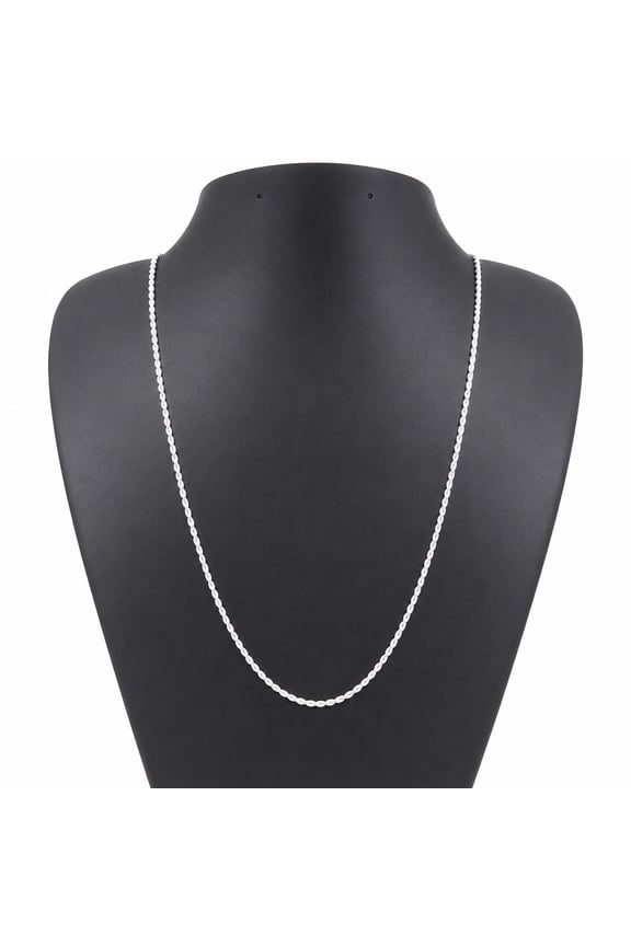 Solid 925 Sterling Silver 24" Diamond Cut Rope Chain Necklace 2MM, Italian, Unisex for All Ages