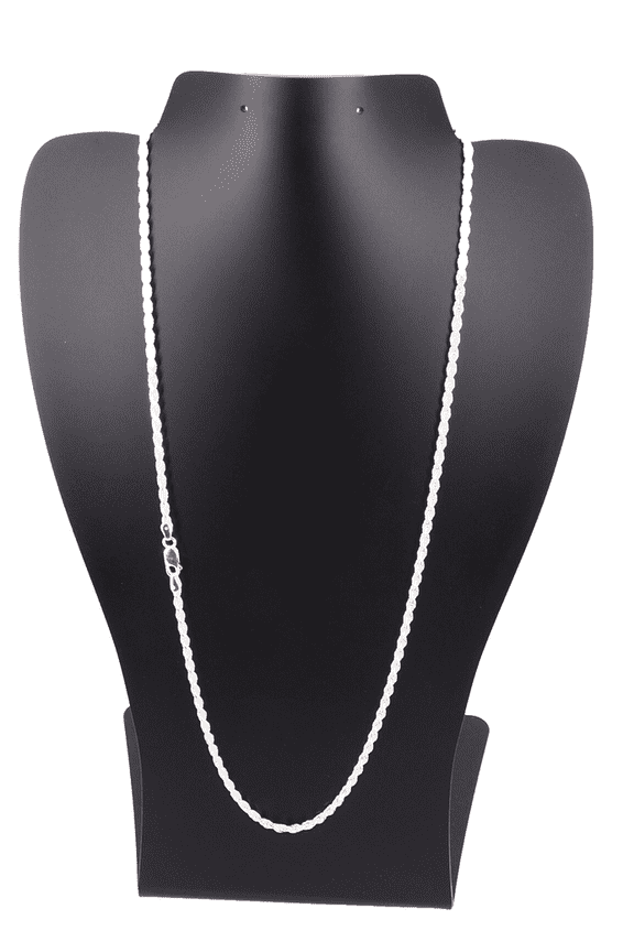 Solid 925 Sterling Silver 26" Diamond Cut Rope Chain Necklace  2.8MM, Made in Italy, for Women & Men