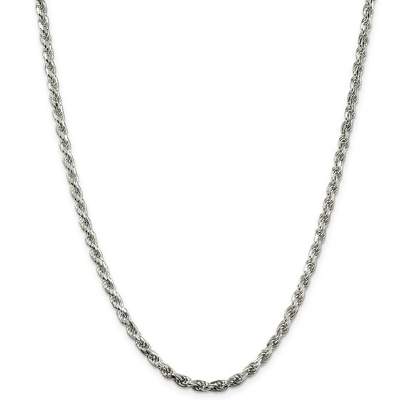 Solid 925 Sterling Silver 3.5mm Diamond-cut Rope Chain Necklace - with Secure Lobster Lock Clasp 20"