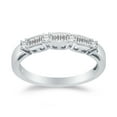 thumbnail image 1 of Solid 925 Sterling Silver 3mm Baguette Cut Anniversary Ring Wedding Band CZ Cubic Zirconia 1/2 cttw. , Size 8.5, 1 of 7