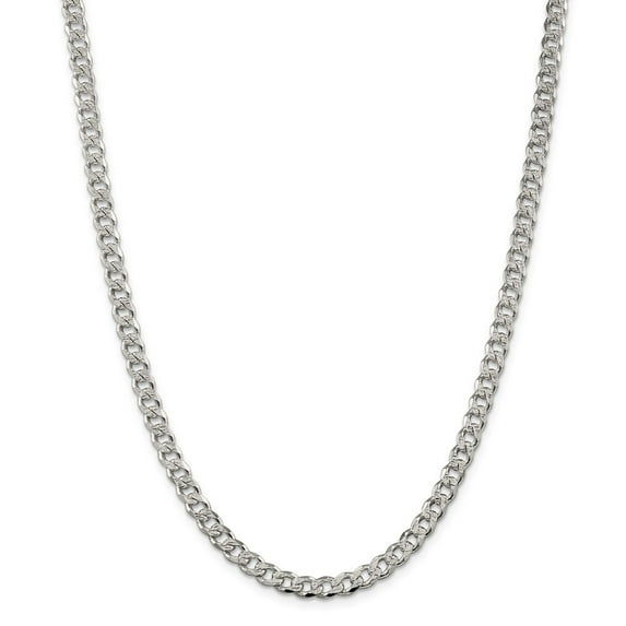 Solid 925 Sterling Silver 5.5mm Pav_ Cuban Curb Chain Necklace 20" - with Secure Lobster Lock Clasp