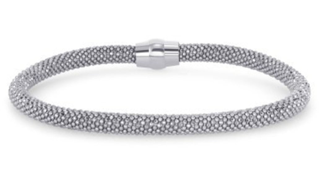Solid 925 Sterling Silver 5 mm Round mesh bracelet Rhodium Plated