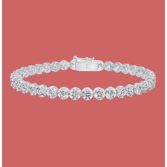 Solid 925 Sterling Silver 7.25 Inch Tennis Bracelet Zirconia Rhodium Plated for Women GH2340-7.25