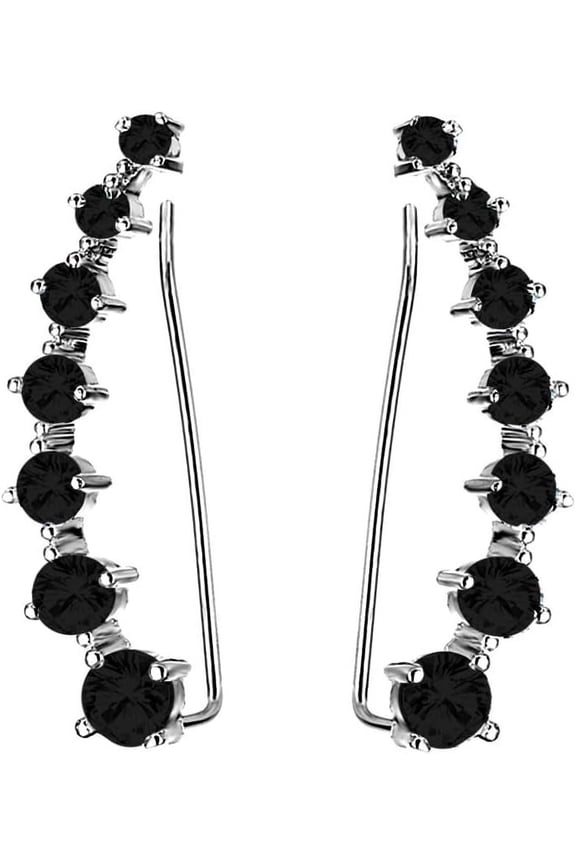 Solid 925 Sterling Silver 7 Crystals Cuff Earrings Climber For Women Crawler Earrings Wraps[Z1]