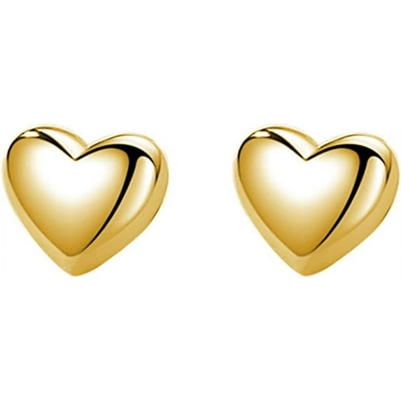 Solid 925 Sterling Silver 8MM Fat Heart Earrings Studs for Women Teens Sweet Love Studs Earrings