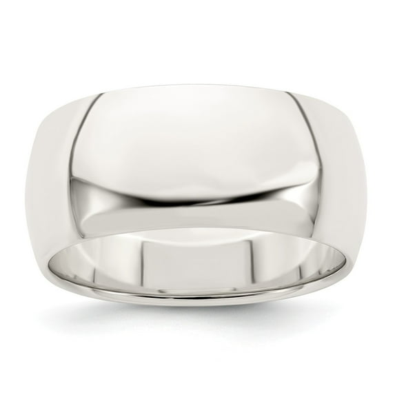 Solid 925 Sterling Silver 9mm Plain Classic Dome Men's Wedding Band Ring Size 11