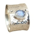 thumbnail image 1 of Solid 925 Sterling Silver Band Ring For Women Men, Genuine Rainbow Moonstone Oval Gemstone Unique Handcrafted June Birthstone Ring, 1 of 6