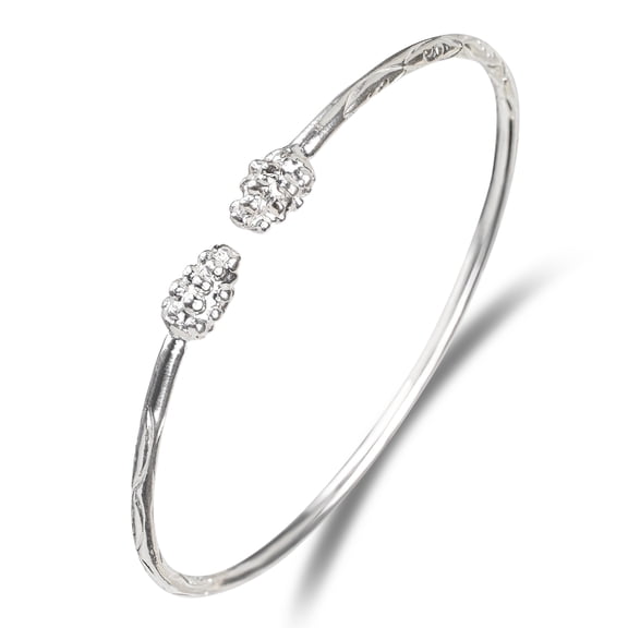 Solid .925 Sterling Silver Bangle Cuff Bracelet Large For Women Gold Plated Jewelry Stretch Bracelets Friendship Gift Birthday Gifts West Indian Bangle Grape - 1 piece, size 9.5