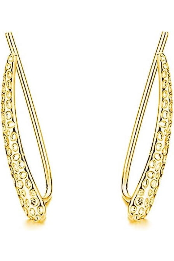 Solid 925 Sterling Silver Bar Crawler Cuff Earrings Climber for Women Curved Bar Wrap Earrings