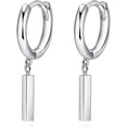 thumbnail image 1 of Solid 925 Sterling Silver Bar Drop Hoop Earrings for Women Teens Minimalist Bar Hoop Earrings Huggie, 1 of 7