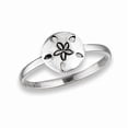 thumbnail image 1 of Solid 925 Sterling Silver Beach Flower High Polish Sand Dollar Women Stackable Band Ring, GIFT FOR HER, 1 of 3