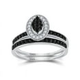 thumbnail image 1 of Solid 925 Sterling Silver Black Diamond Bridal Matching Engagement Ring Wedding Band Set 1/2 Carat - Size - 5.5 ( .50 Cttw ), 1 of 5