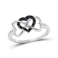 thumbnail image 1 of Solid 925 Sterling Silver Black Diamond Three Trinity Heart Anniversary Ring for Women 1/10 Carat - Size - 7.5 ( .10 Cttw ), 1 of 2