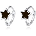 thumbnail image 1 of Solid 925 Sterling Silver Black Star Huggie Earrings Hoops for Women Teens Small Star Hoop Earrings Cartilage Helix Earrings, 1 of 14