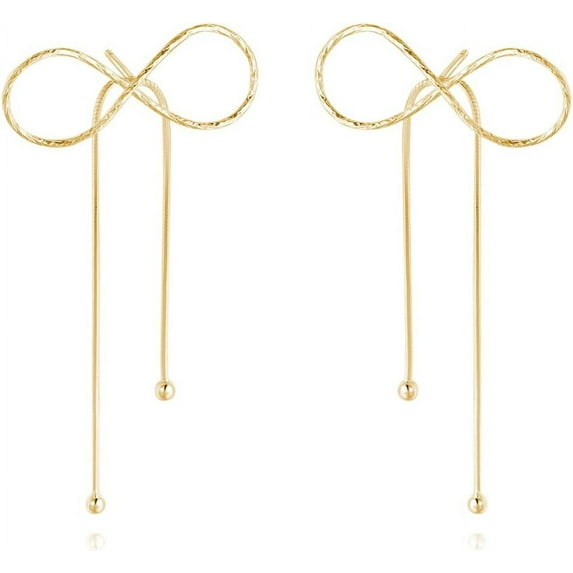 Solid 925 Sterling Silver Bow Drop Earrings Dangle for Women Teens Bowknot Dangle Earrings Studs