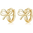 thumbnail image 1 of Solid 925 Sterling Silver Bow Hoop Earrings Ribbon for Women Teens Bowknot Hoop Earrings Huggie, 1 of 11