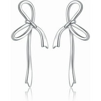 Solid 925 Sterling Silver Bow Stud Earrings Ribbon for Women Teens Bowknot Stud Earrings Drops