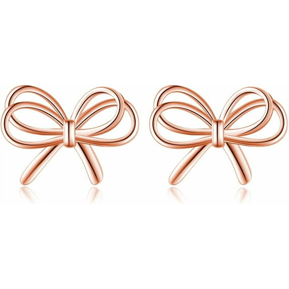 Solid 925 Sterling Silver Bow Stud Earrings for Women Teens Ribbon Stud Earrings Bowknot
