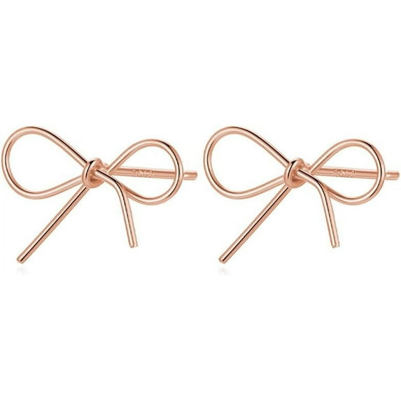 Solid 925 Sterling Silver Bow Stud Earrings for Women Teens Ribbon Stud Earrings Bowknot