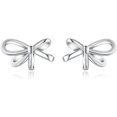 thumbnail image 1 of Solid 925 Sterling Silver Bow Stud Earrings for Women Teens Small Ribbon Stud Earrings Bowknot, 1 of 11