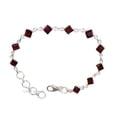 thumbnail image 2 of Genuine Garnet Ring In .925 Sterling Silver With Rhodium Plating 5 Stone Red Ring Natural Round Shaped Garnets 3 75 Carat January Birthstone Ring Jewelry Gift 2 of 13